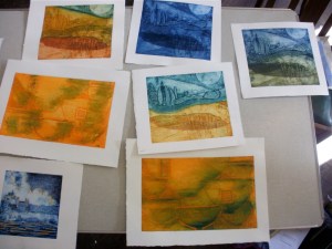 Collagraph workshop - students' work (photo © Mari French 2011