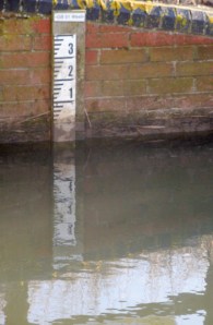 water depth scale (digital photo) © Mari French 2012