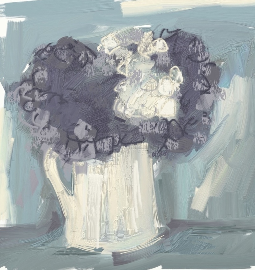 hydrangeas. iPad sketch. Mari French 2014.