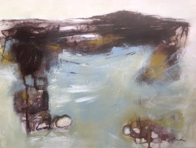tide coming in. Ink & acrylic on canvas. Mari French 2015