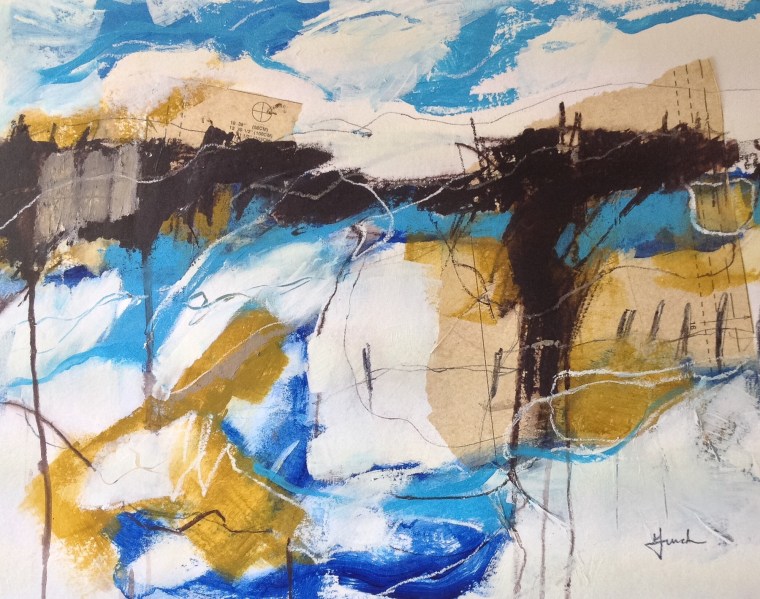 Pools of light, mixed-media on paper, © Mari French 2016