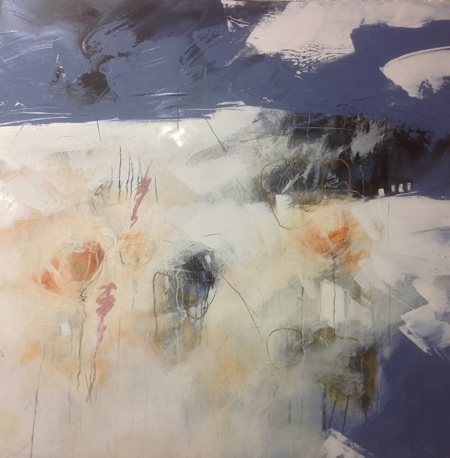 Emerging forms (ii), acrylic/mixed-media on canvas, 100x100cm. &copy; Mari French 2016