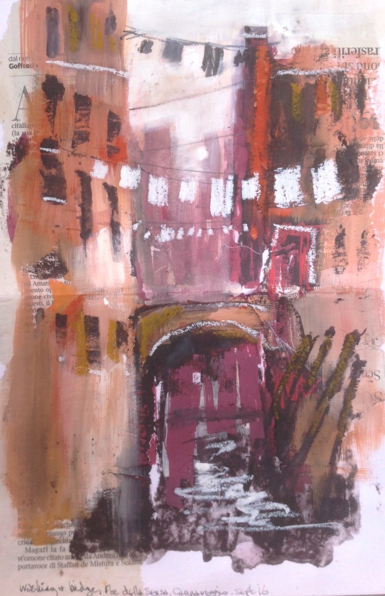 Washing, Cannareggio. Sketchbook spread. © Mari French 2016