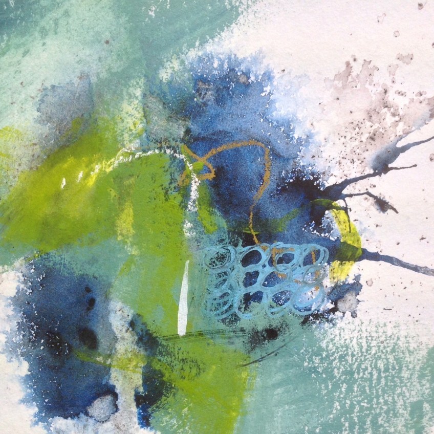 Palazzo garden Mixed media on paper 20x20cm © Mari French 2017