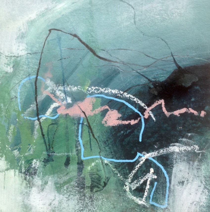 Broken reflections Mixed media on paper 20x20cm © Mari French 2016