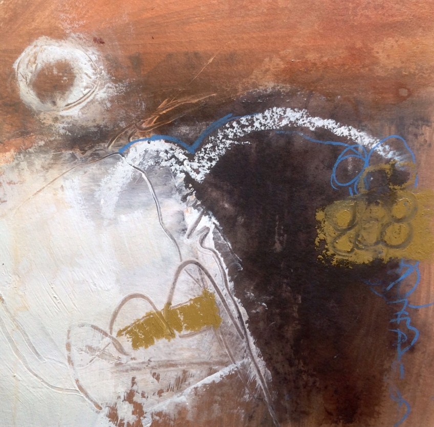 Moonlit canal, Canareggio. Mixed media on paper 20x20cm © Mari French 2017