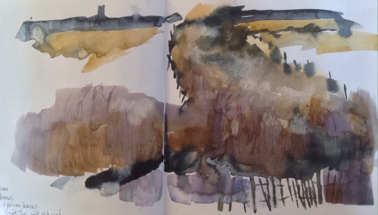 Reedbeds, Thornham. Sketchbook spread © Mari French 2016