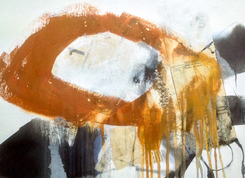 Rusted artefact 1, mixedmedia on paper. © Mari French 2017