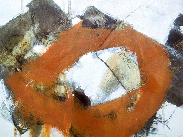 Rusted artefact 2, mixedmedia on paper. © Mari French 2017.