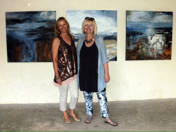 Mari French and Tracey Ross at 'Painters' exhibition, Black Barn, Cockley Cley, 2017.