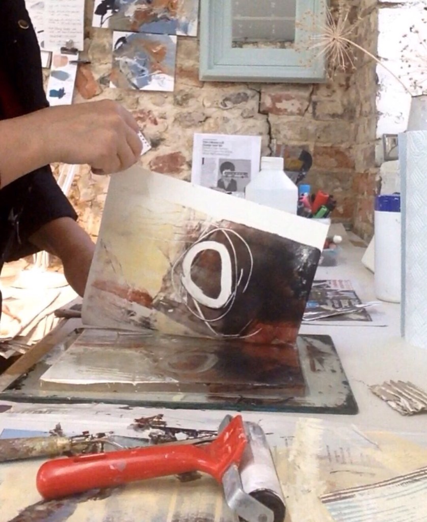 Pulling the monoprint © Mari French 2017