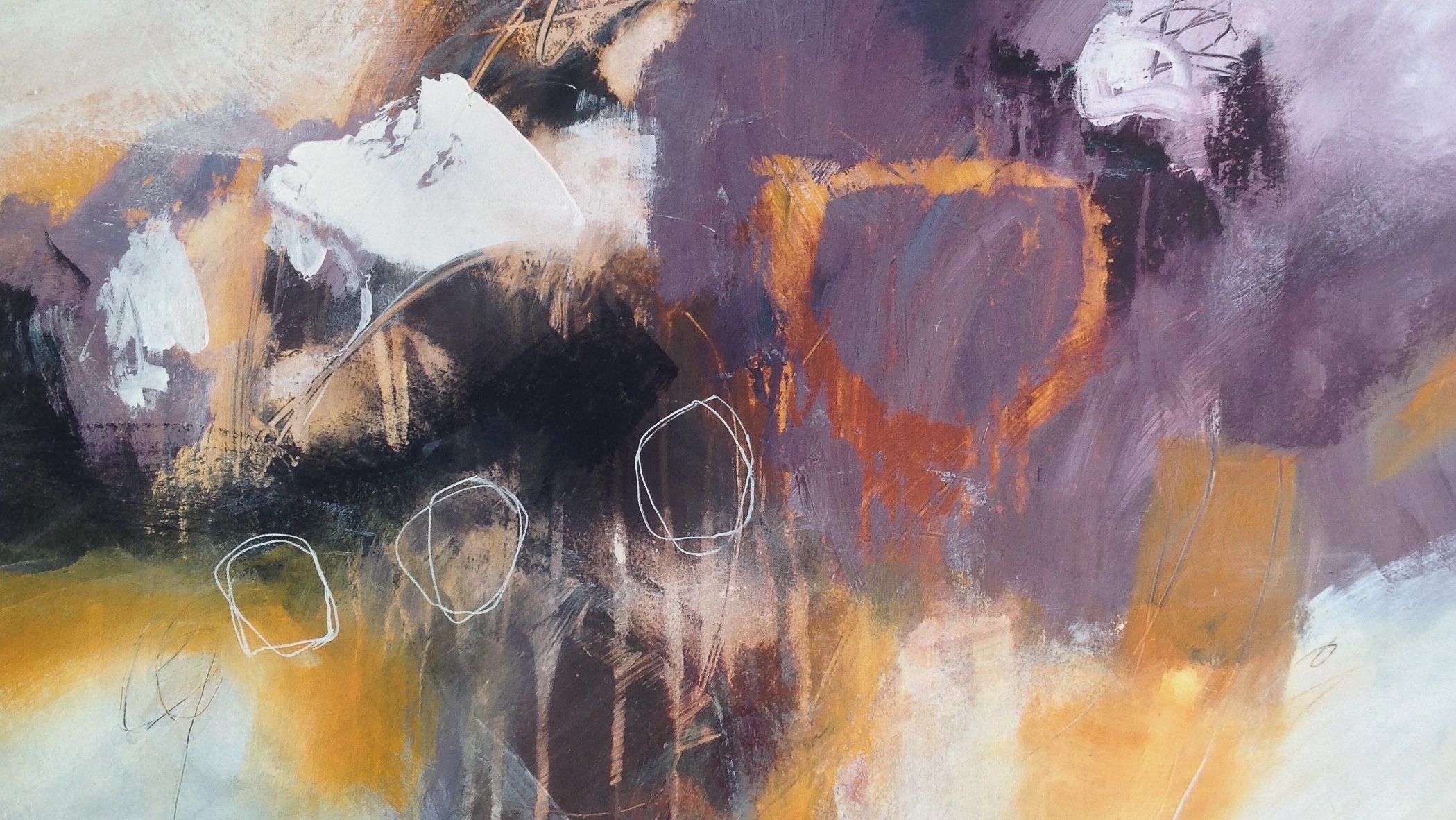 'Cryptic shore', mixed media on paper. Selected for the Royal Institute of Painters in Water Colours 2018. © Mari French 2018.