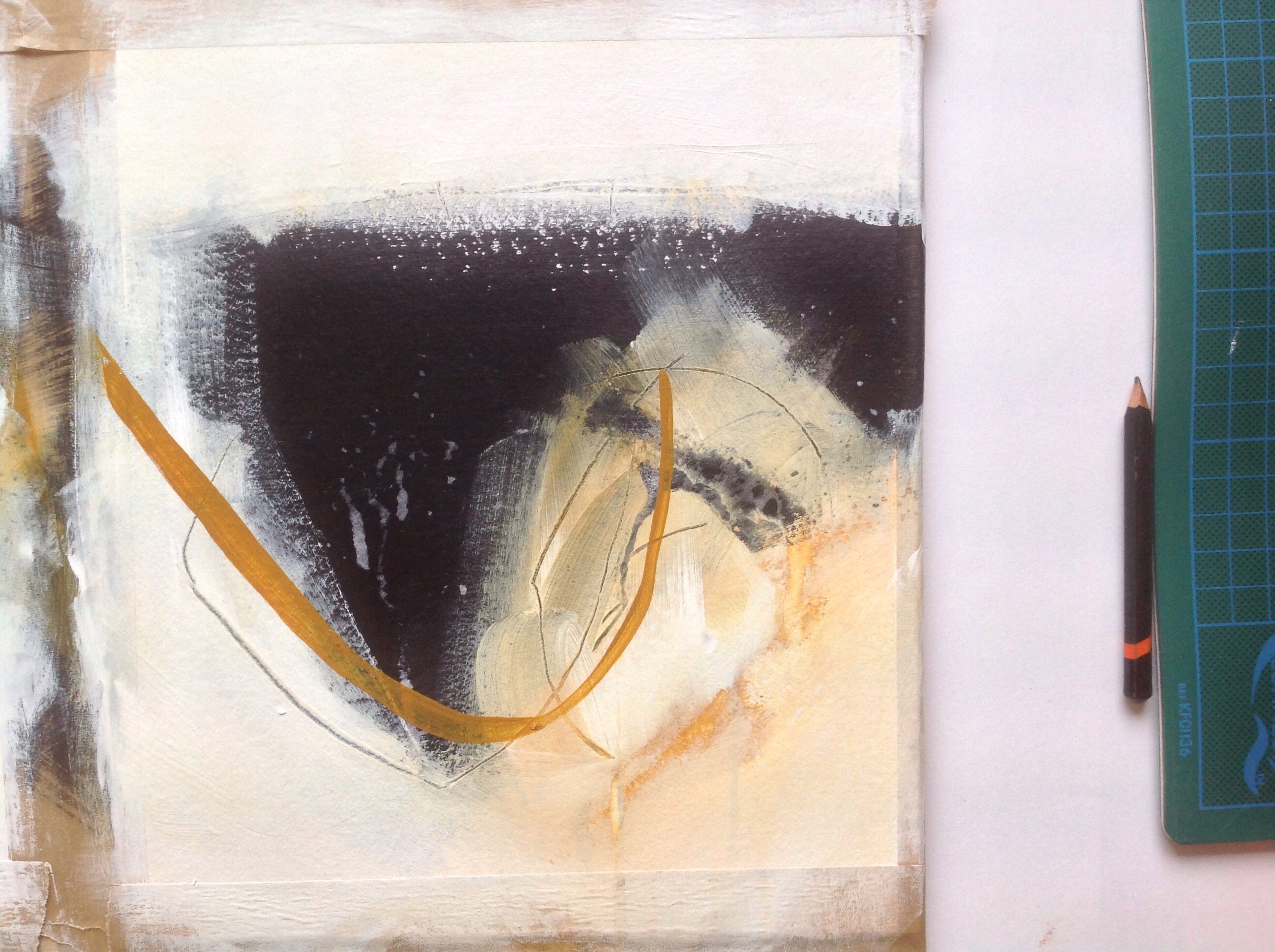 Early stages of painting, coastal erosion works. © Mari French 2018