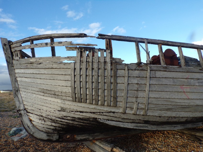 Photo of old fishing boat, Dungeness. © Mari French 2018