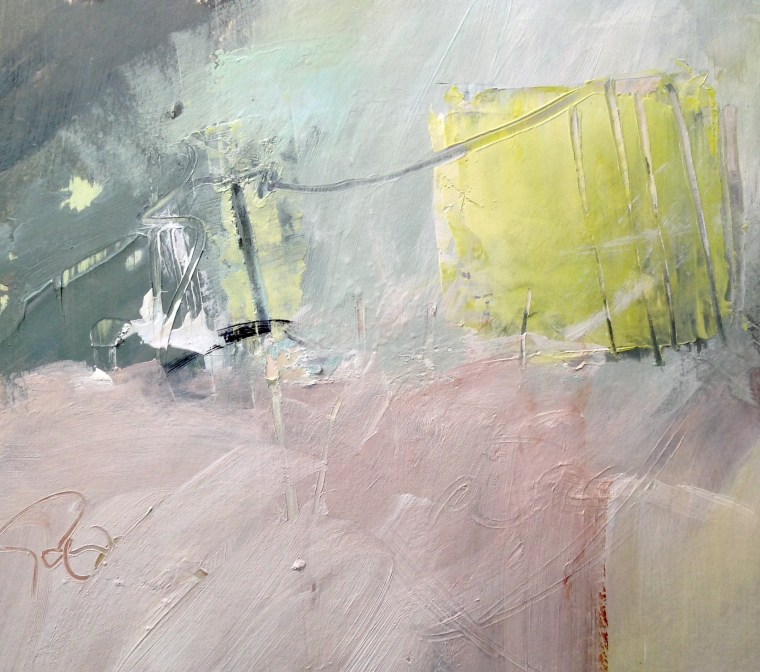 Small experimental mixedmedia artwork on paper, inspired by Dungeness. © Mari French 2018